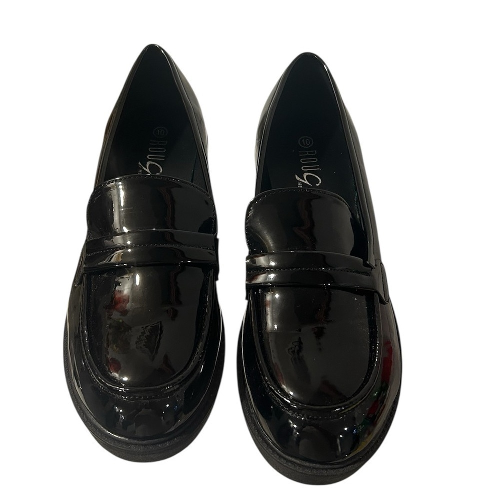 {Rouge Helium} Black Patent Leather Slip-On Loafers